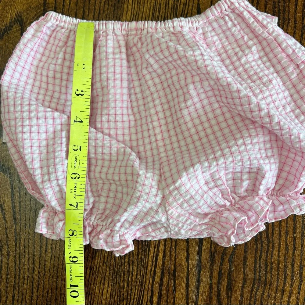 Starting Out Gingham Seersucker Ruffle Top Bloomers Toddler Size 18 Month Pink